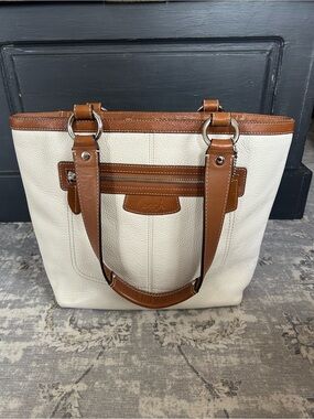 Coach Penelope F14683 White/Cream Pebbled Leather Tote